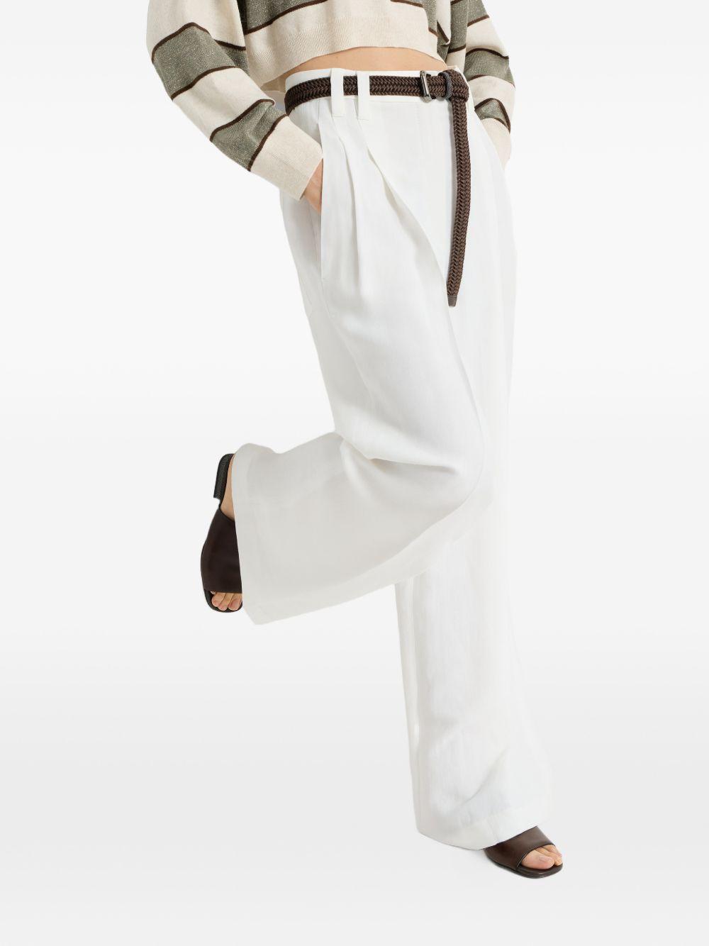 Pantaloni a gamba ampia in bianco Brunello cucinelli - donna 