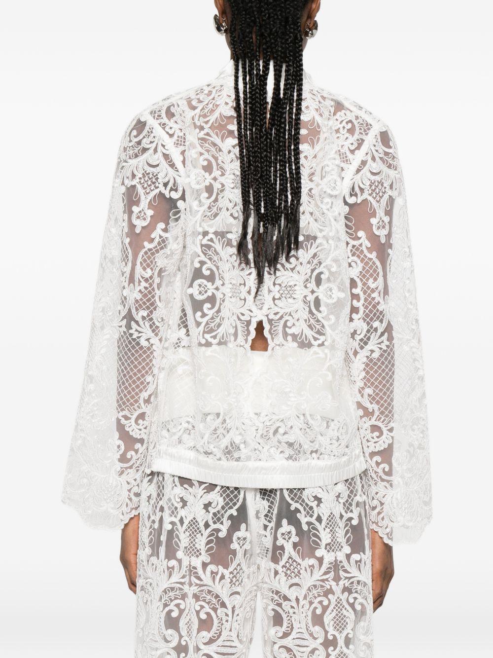 Giacca in pizzo con zip in bianco Maurizio - donna 