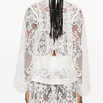 Giacca in pizzo con zip in bianco Maurizio - donna 