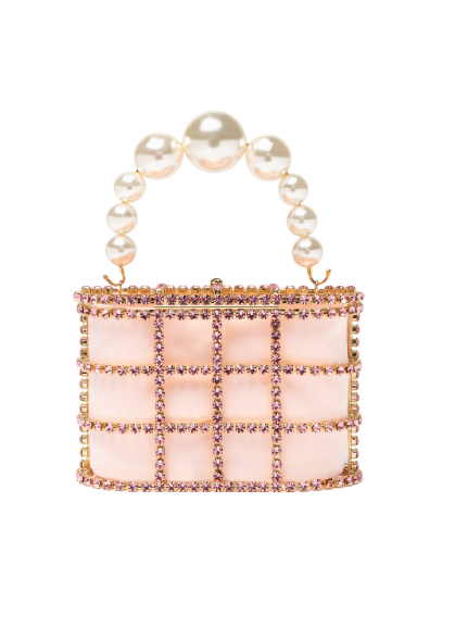 Borsa a mano con cristalli e perle holli in rosa Rosantica - donna 