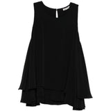 Top con ruchesi in nero 