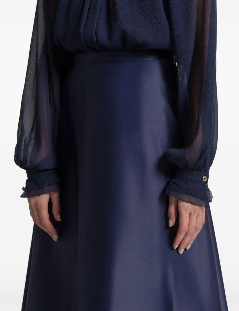 Gonna midi in seta in blu Alberta Ferretti - donna 