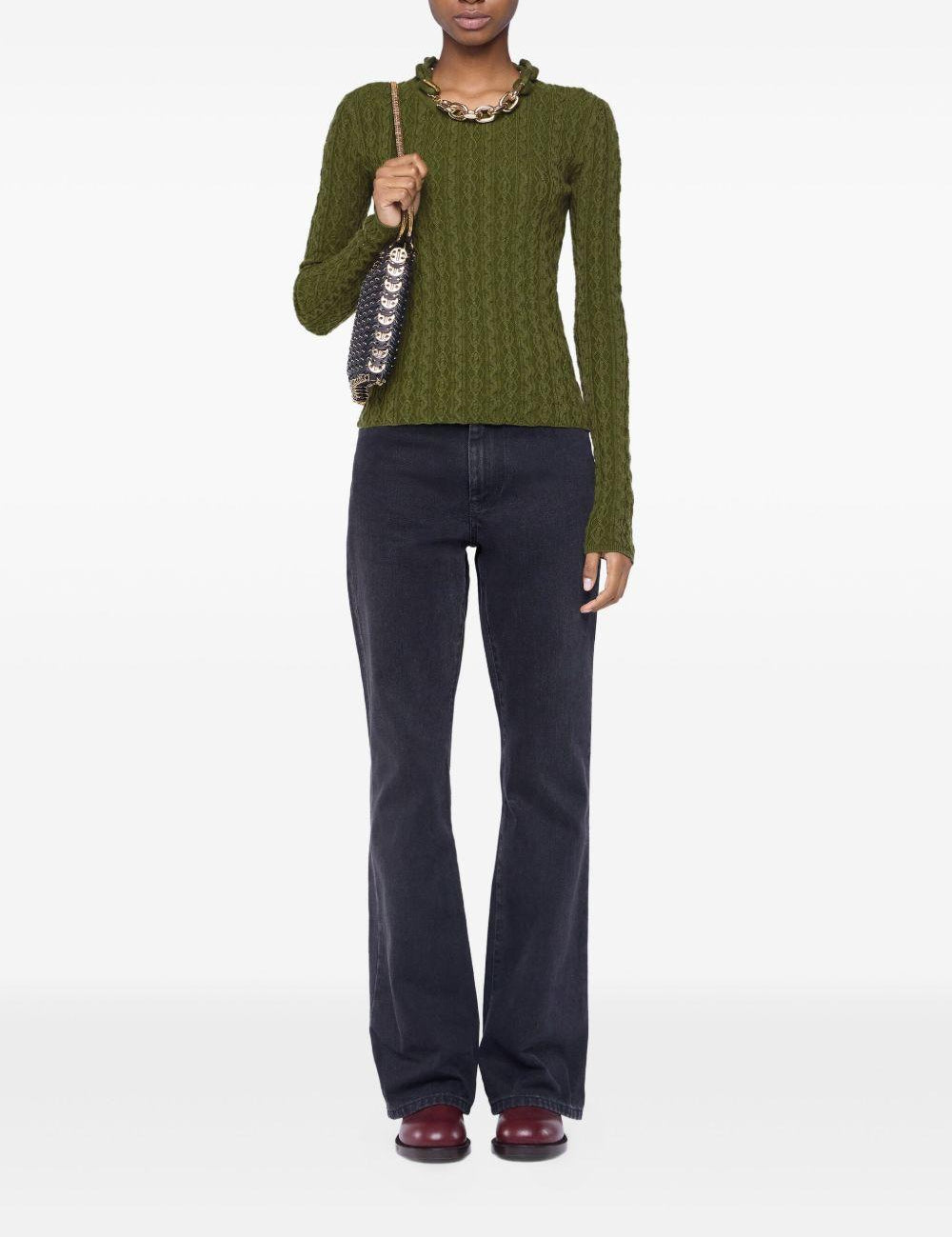 Maglione con dettaglio a catena in verde Rabanne - donna 