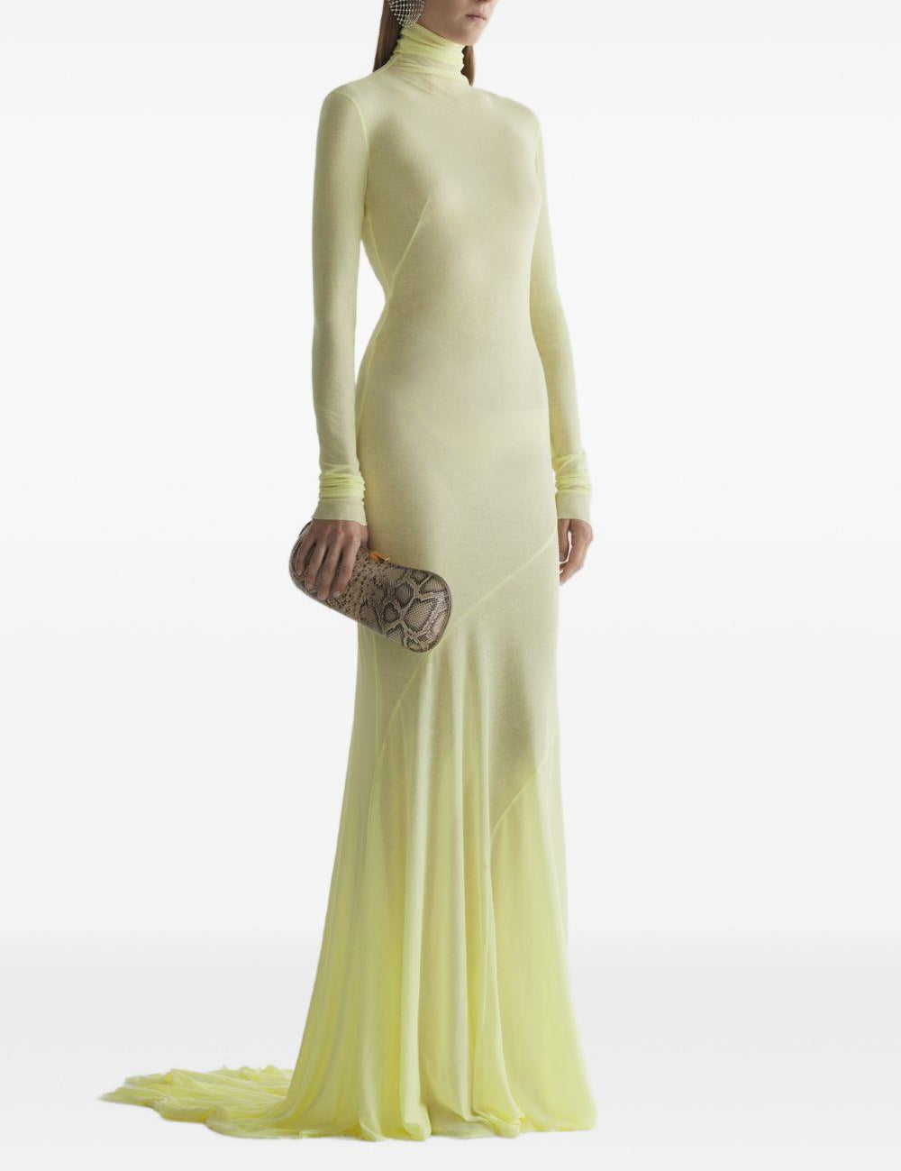 Abito lungo in jersey  a collo alto in giallo Mugler - donna 