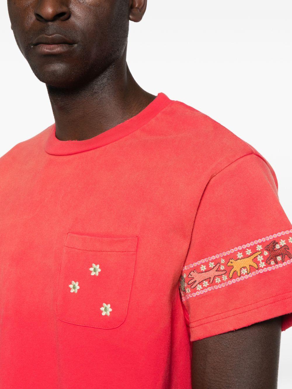 T-shirt con tasca sul petto in rosso Found - uomo 
