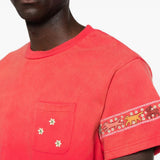 T-shirt con tasca sul petto in rosso Found - uomo 
