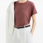 T-shirt girocollo in arancione Brunello cucinelli - donna 