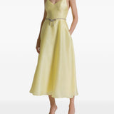 Abito midi con spalline sottili in giallo 