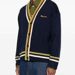 Cardigan a righe con ricamo in blu Marni - uomo 