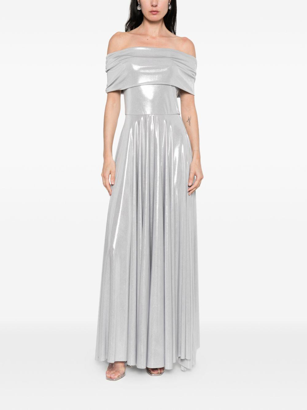Abito maxi con spalle scoperte in argento Norma Kamali - donna 