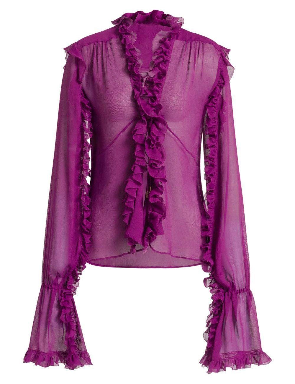 Blusa in seta con ruches viola Alberta Ferretti - donna 