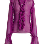 Blusa in seta con ruches viola Alberta Ferretti - donna 