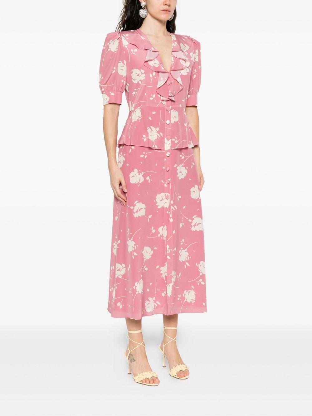 Abito midi con stampa in rosa Alessandra Rich - donna 