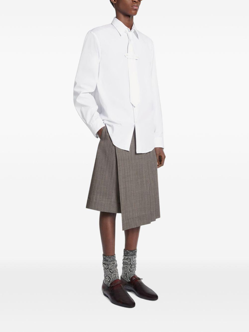 Camicia con dettaglio cravatta in cotone bianco 