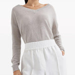 Pantaloni crop con dettaglio a righe in bianco Brunello cucinelli - donna 