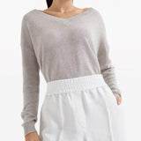 Pantaloni crop con dettaglio a righe in bianco Brunello cucinelli - donna 