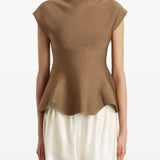 Top con orlo a peplum in marrone Khaite - donna 
