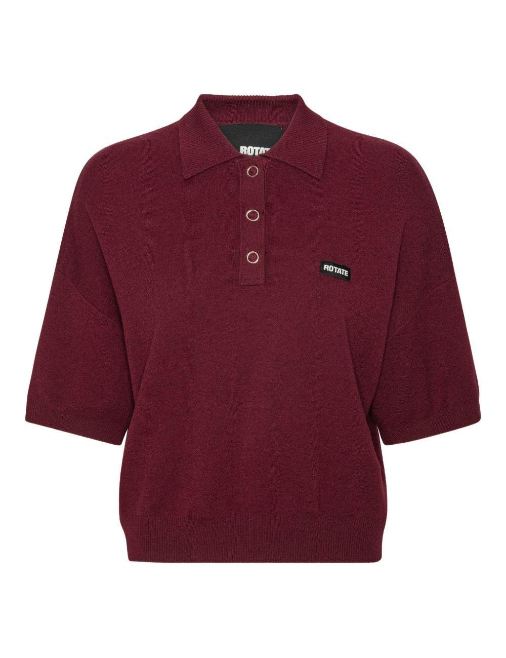 Polo con applicazione logo in bordeaux 