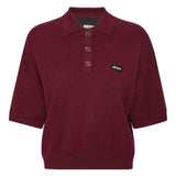 Polo con applicazione logo in bordeaux 