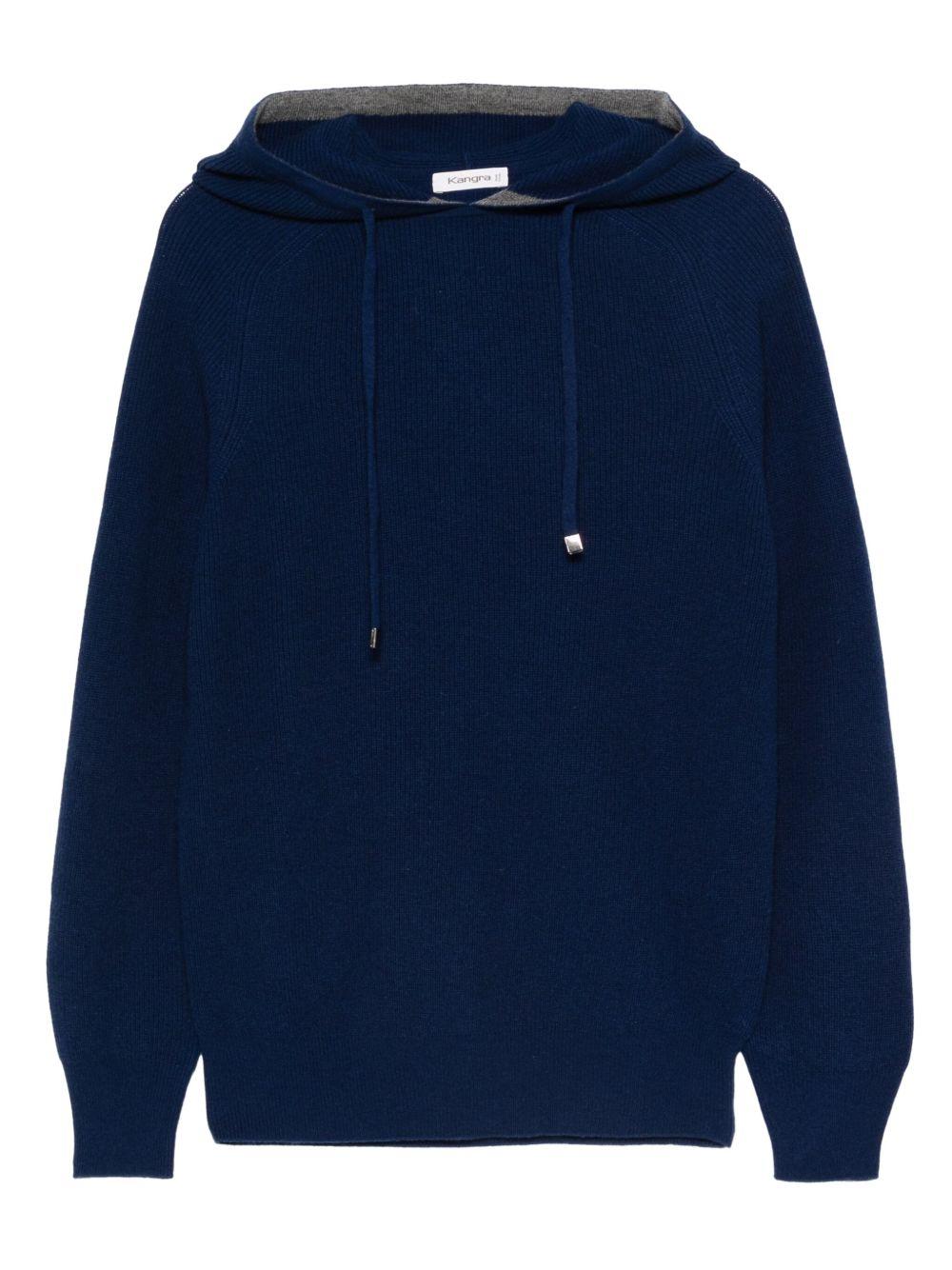 Felpa  con cappuccio in cashemere in blu Kangra - uomo 