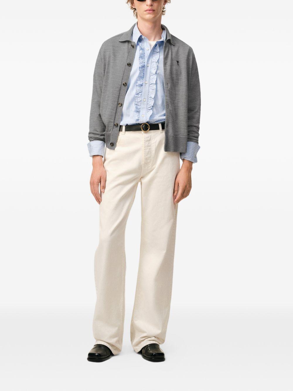 Cardigan ricamato in grigio Ami paris - uomo 