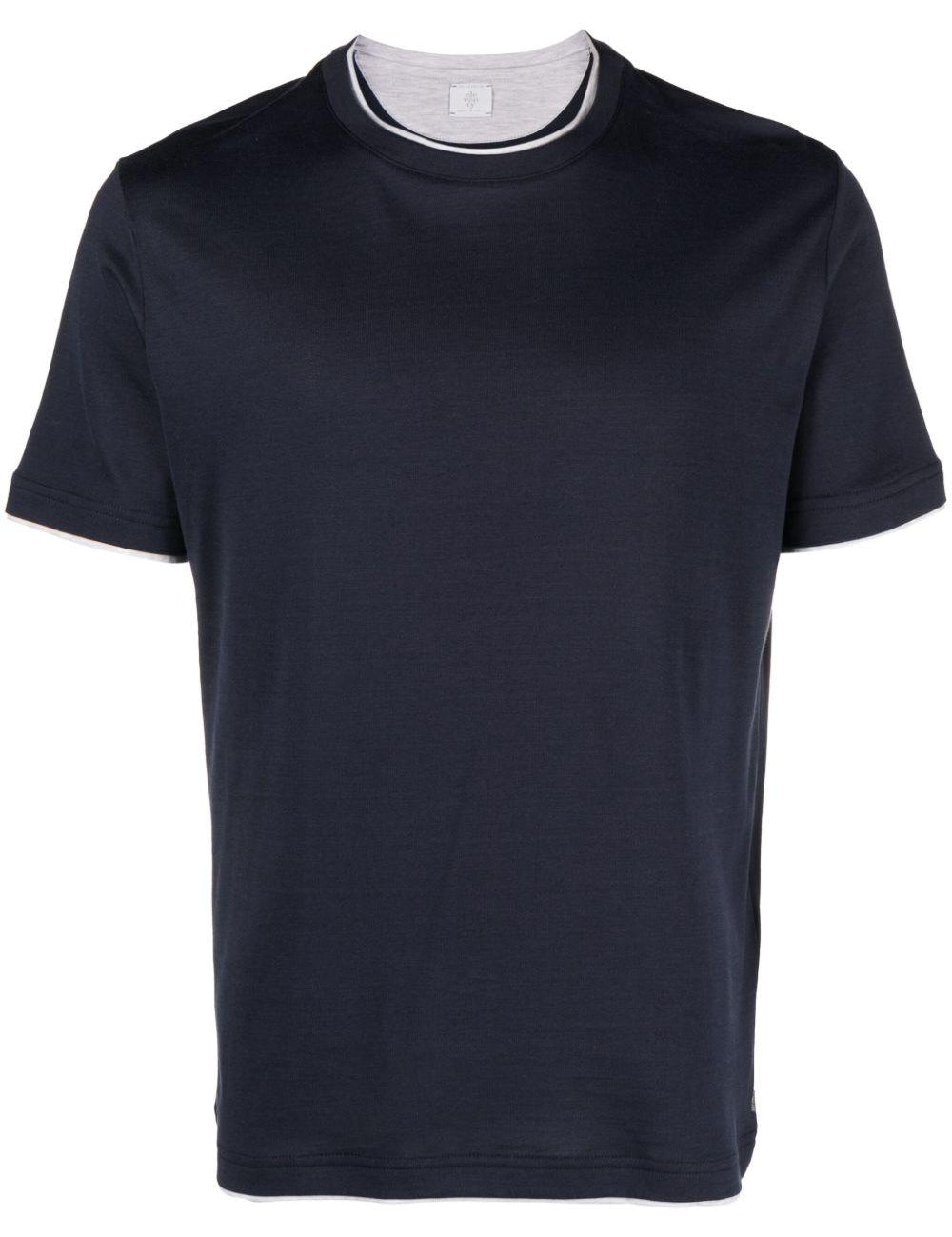 T-shirt girocollo in blu Eleventy - uomo 