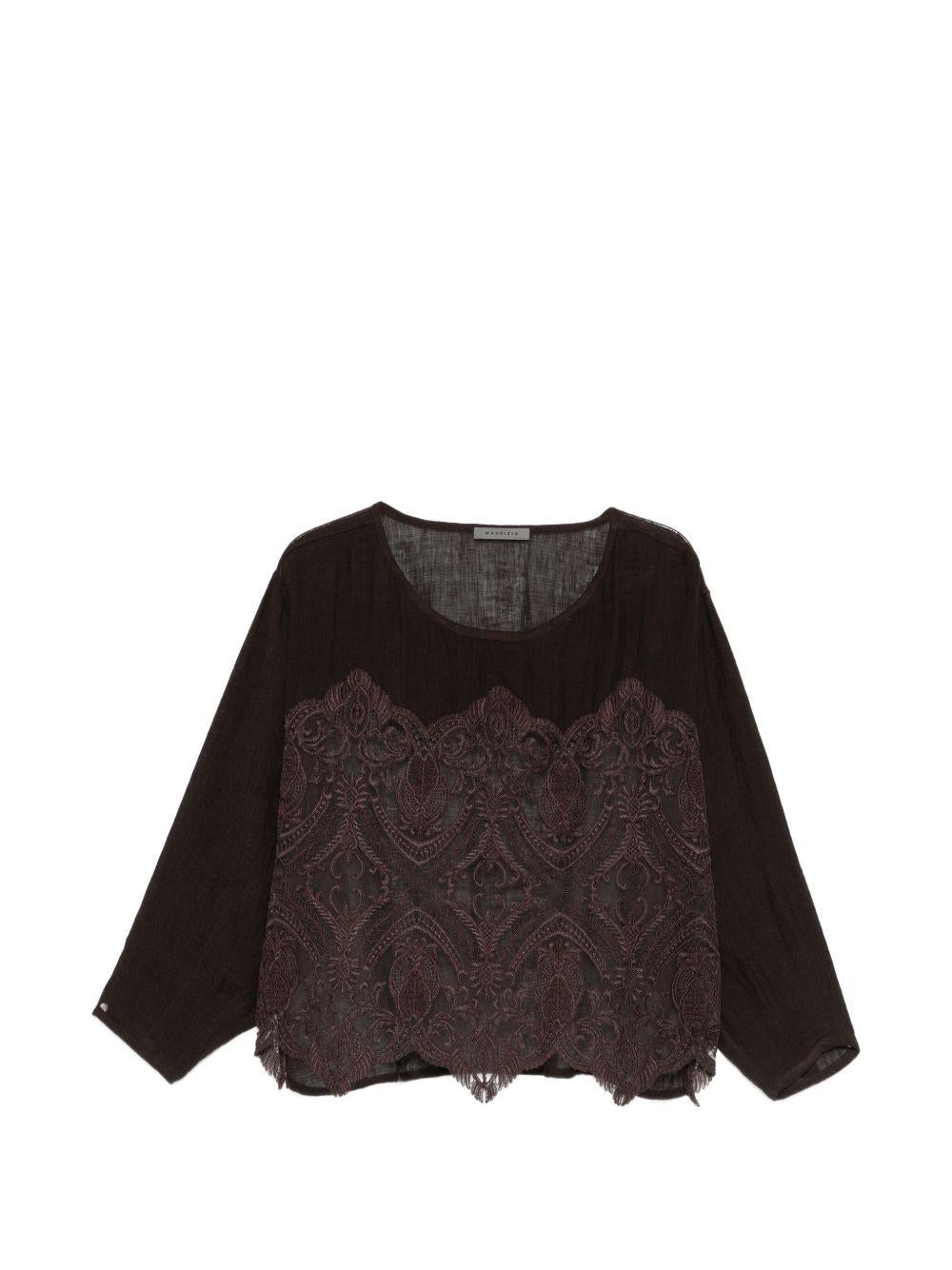 Top in pizzo in marrone Maurizio - donna 