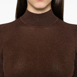 Maglia a collo alto in marrone Self-portrait - donna 