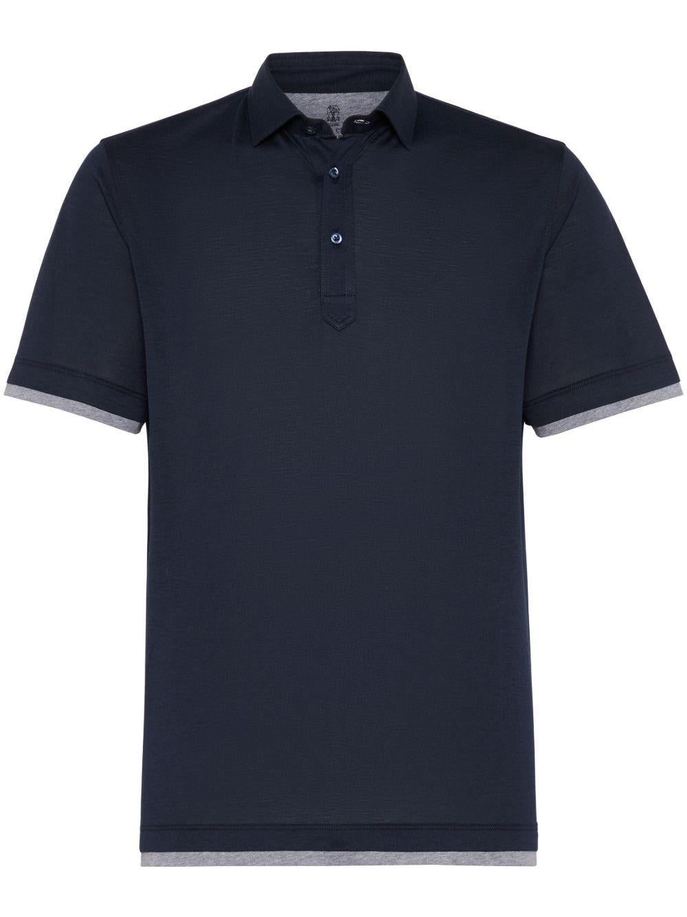 Polo a strati in blu Brunello cucinelli - uomo 