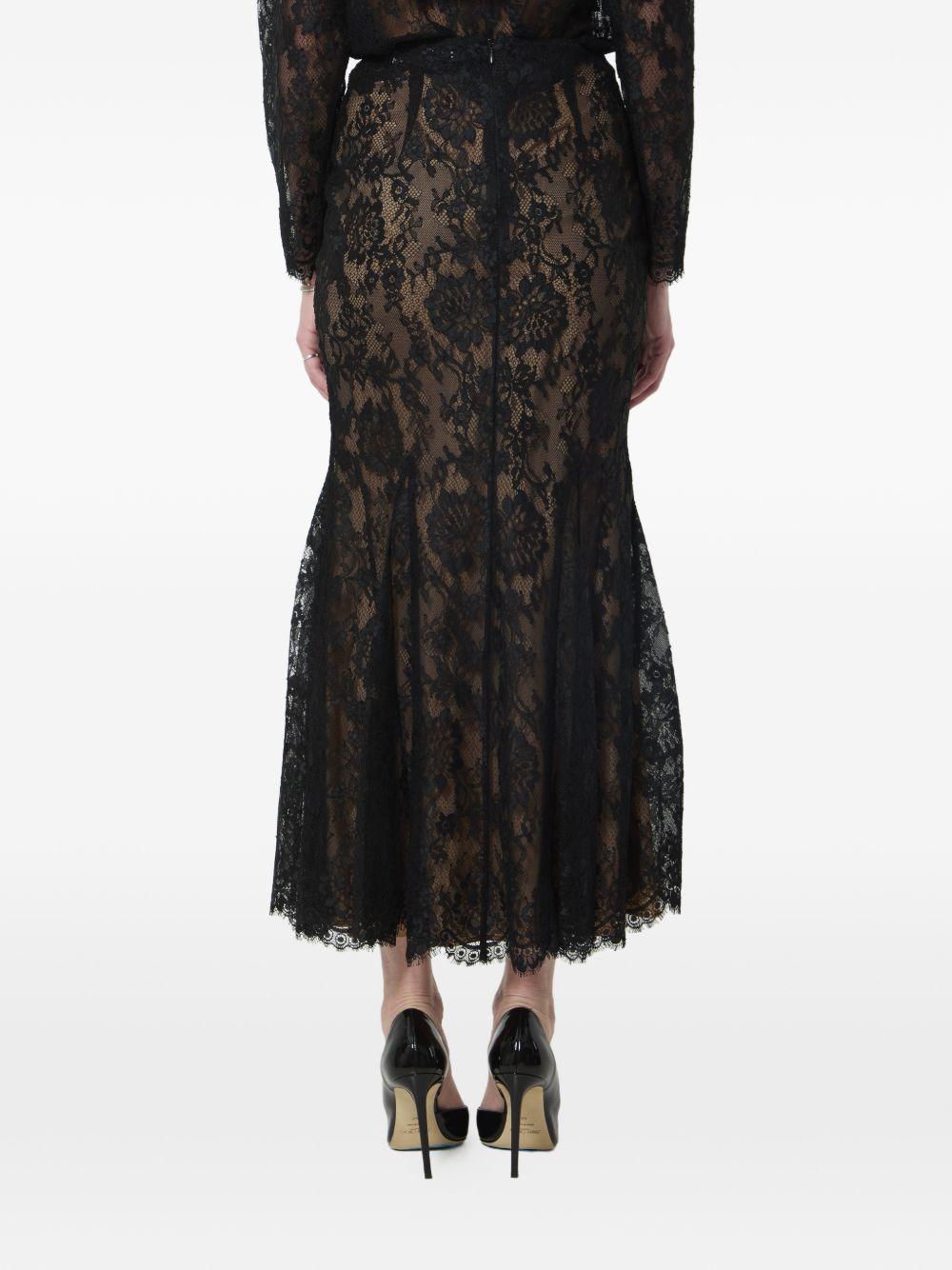Gonna midi in pizzo in nero 