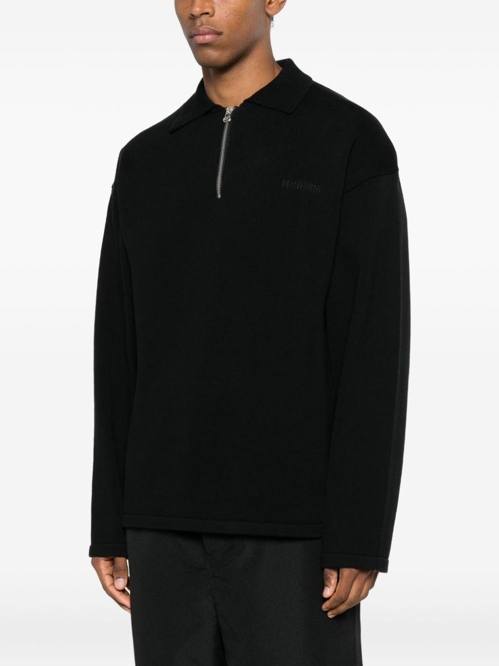 Polo con zip a maniche lunghe in nero Oamc peacemaker - uomo 