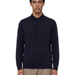 Camicia in maglia di seta blu denim 