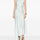 Abito midi posy con drapeggio in celeste Victoria beckham - donna 