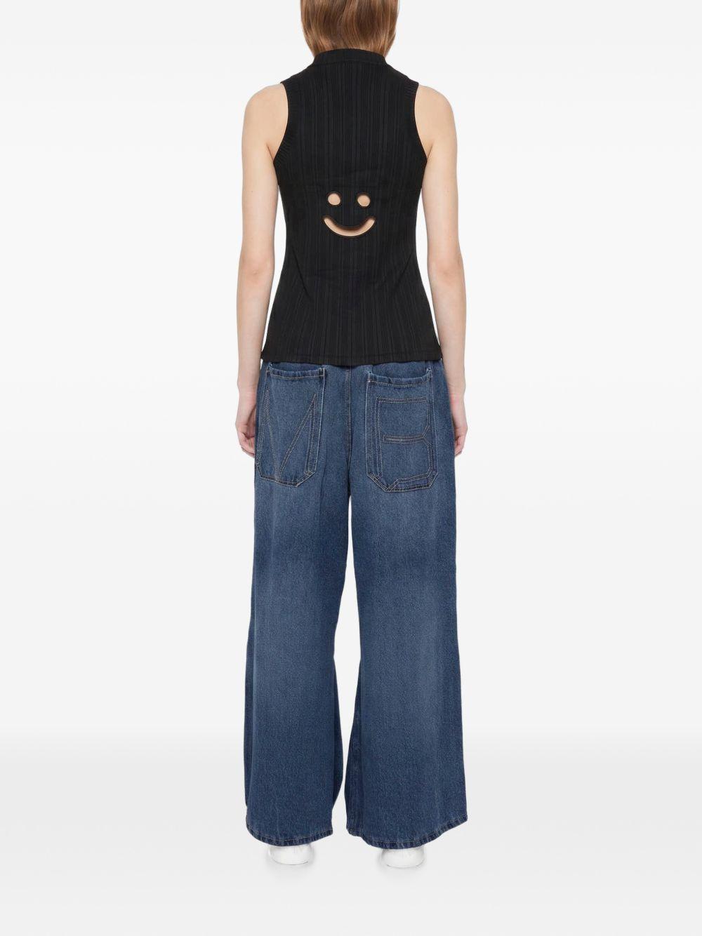 Canotta a coste con motivo smiley in nero Melitta Baumeister - donna 