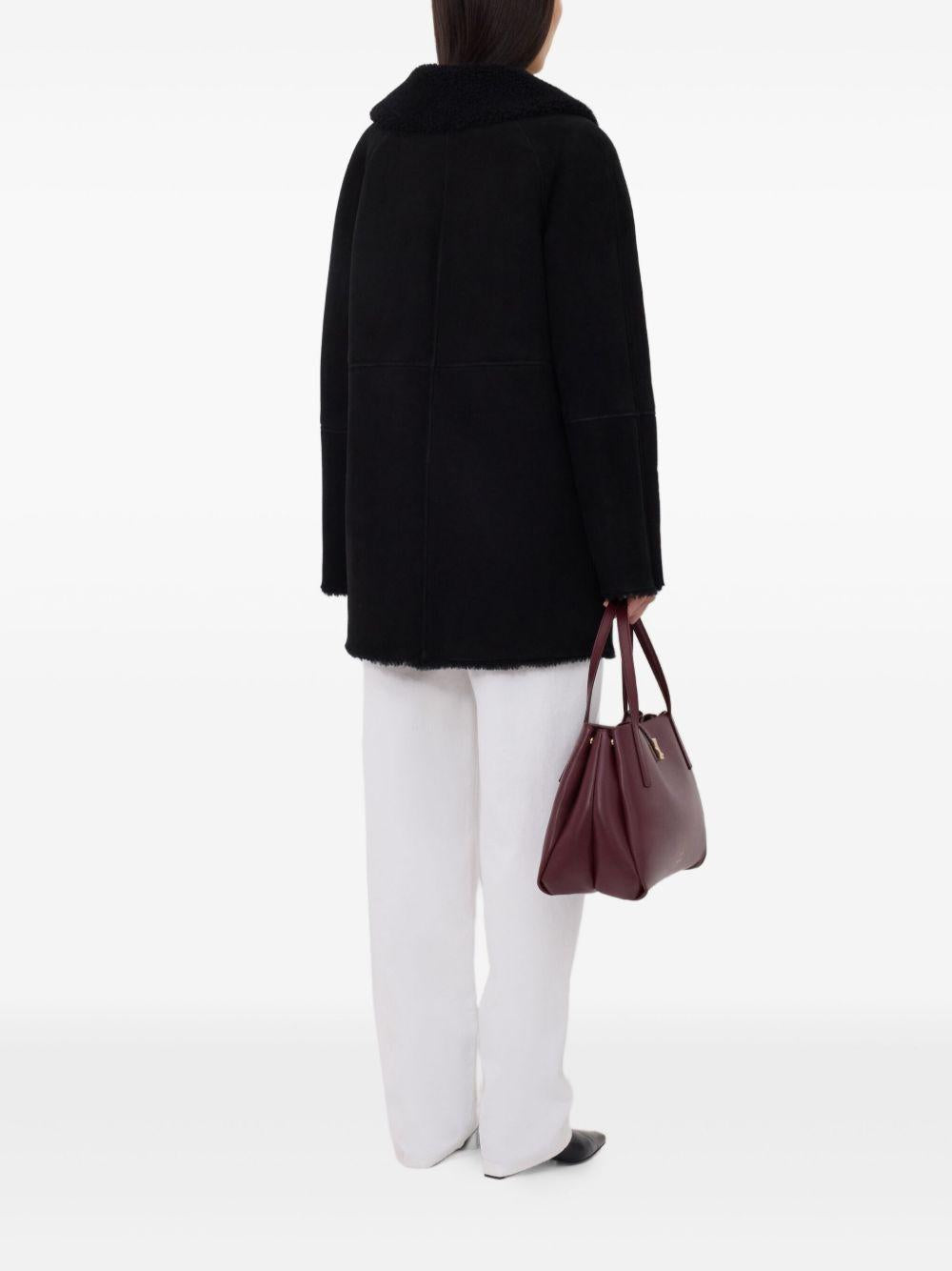 Cappotto con cappuccio isak in nero Loulou de saison - donna 