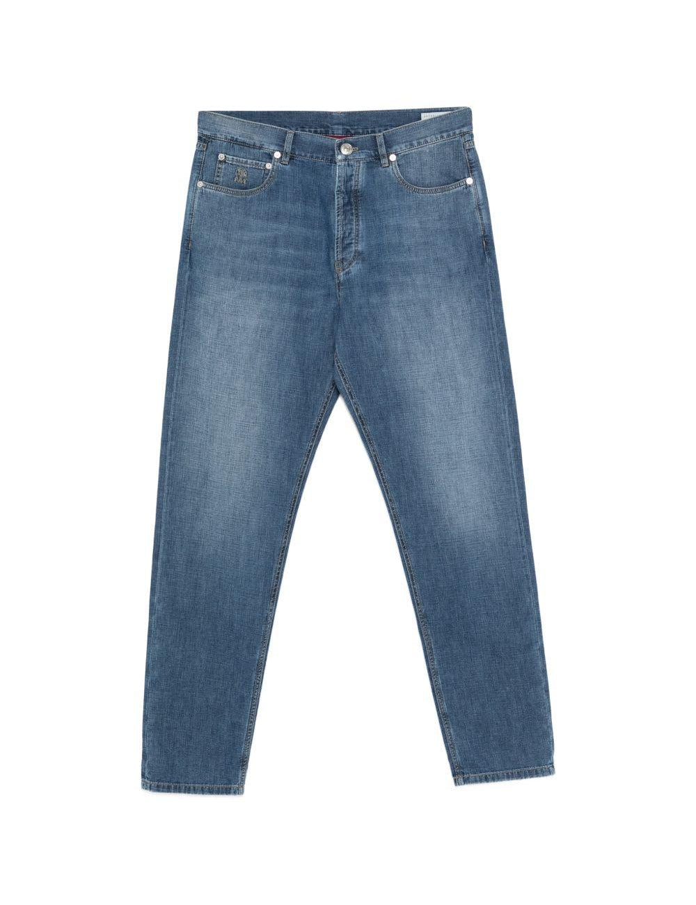 Jeans dritti in blu Brunello cucinelli - uomo 