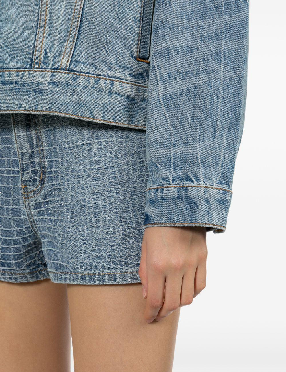 Shorts denim con strass in blu Self-portrait - donna 