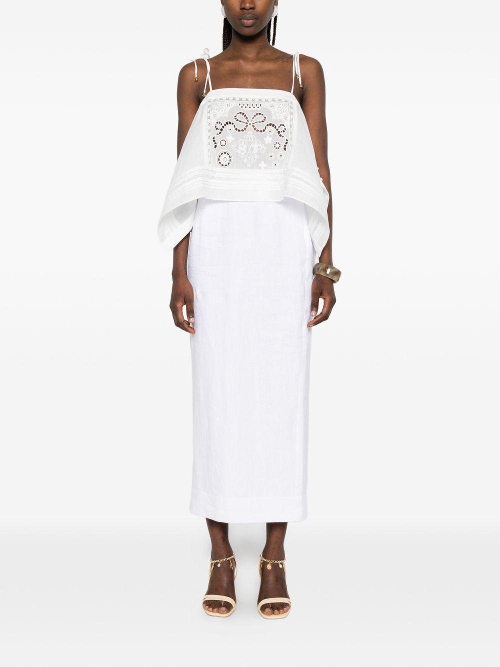 Top in ramie ricamato in bianco Self-portrait - donna 