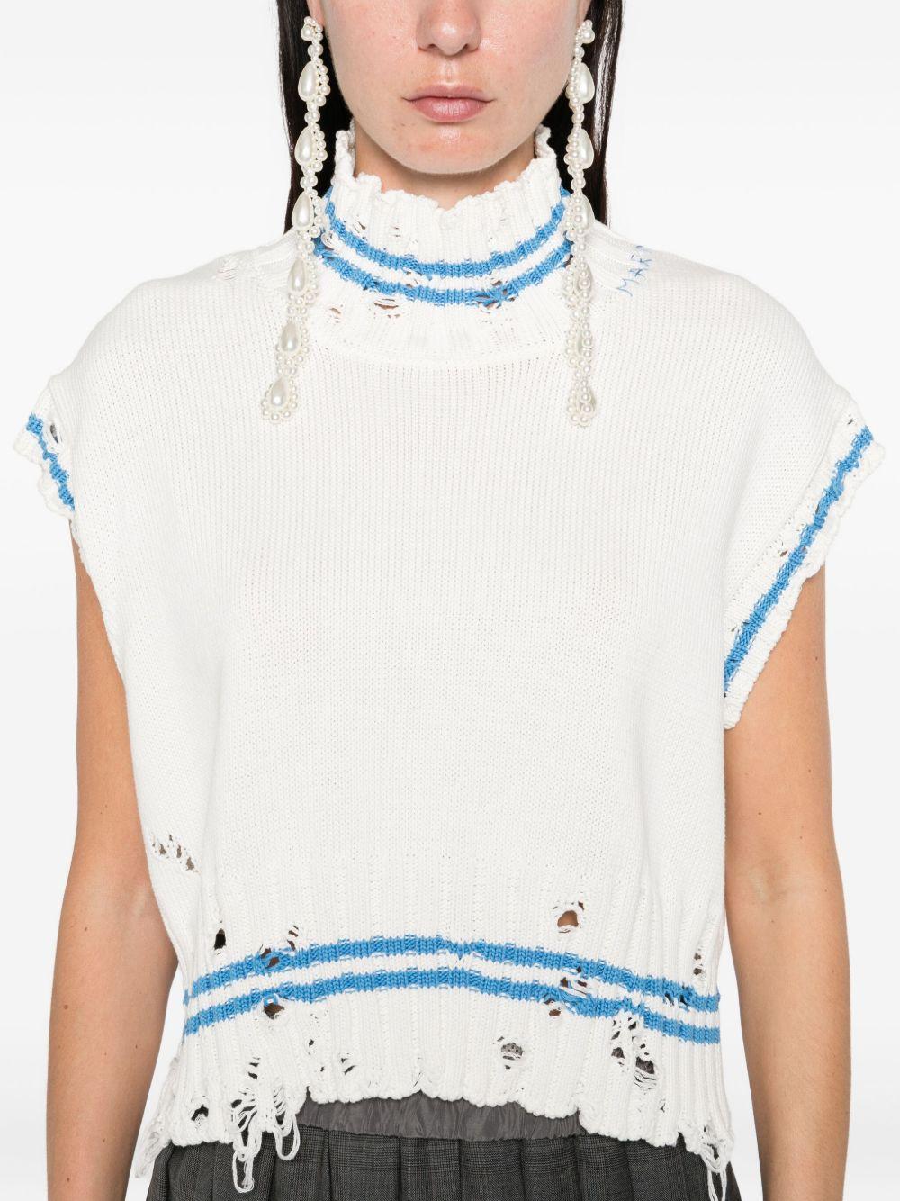 Top in maglia con orlo sfilacciato in bianco Marni - donna 