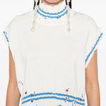 Top in maglia con orlo sfilacciato in bianco Marni - donna 