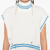 Top in maglia con orlo sfilacciato in bianco Marni - donna 