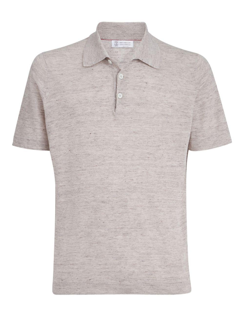 Polo a maniche corte in maglia in beige Brunello cucinelli - uomo 