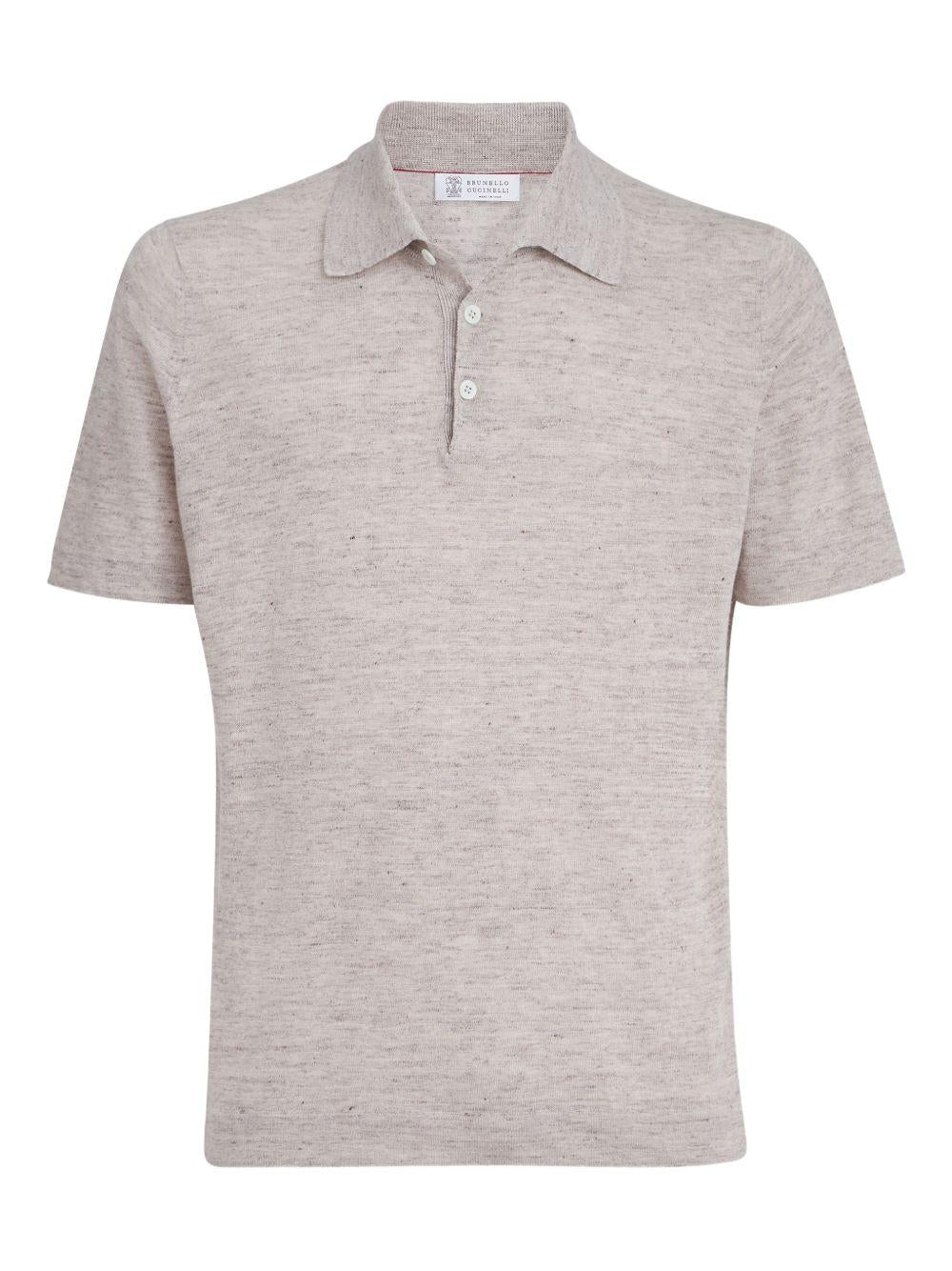 Polo a maniche corte in maglia in beige Brunello cucinelli - uomo 