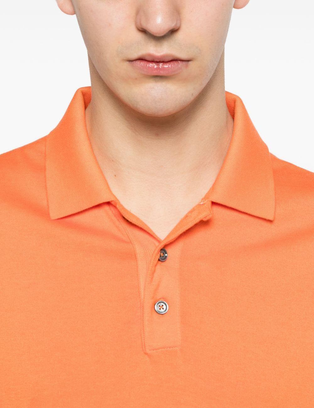 Polo con bottoni in arancione Kiton - uomo 