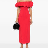 Abito midi con scollo a barca in rosso Rowen Rose - donna 
