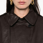 Giacca in pelle in marrone 