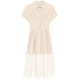 Abito midi a pieghe con blocchi di colore in beige Antonelli - donna 