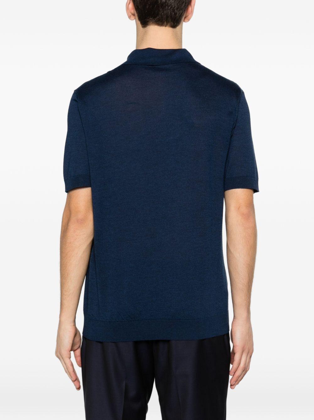 Polo a maniche corte con texture in blu Kiton - uomo 