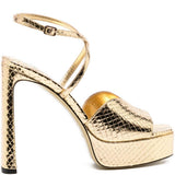 Sandali con effetto serpente in oro Jimmy choo - donna 