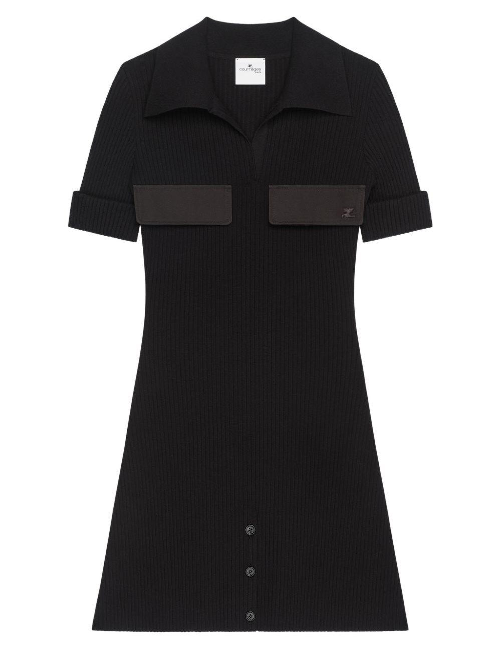 Abito midi a coste in nero Courrèges - donna 